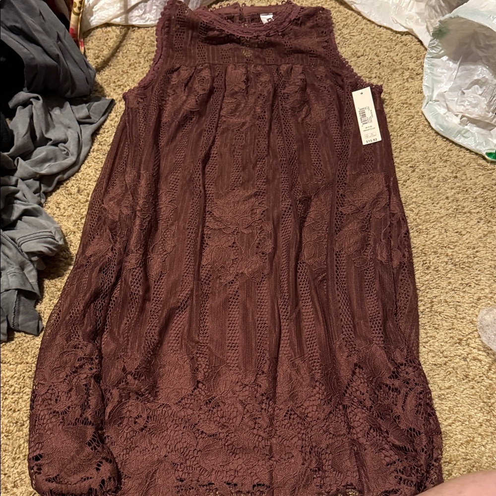 Lace Sleeveless dress rustic brick
